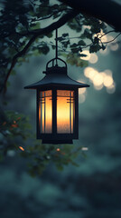 Whispering Shadows: The Gentle Embrace of Lantern Light Enveloping Twilight's Tranquil Ambiance