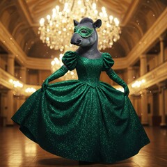 Obraz premium Dancing Tapir in Historic Grand Hall
