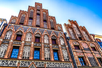 Copernicus House facade, Torun, Poland. Birthplace of Nicolaus Copernicus, discovered Solar System.