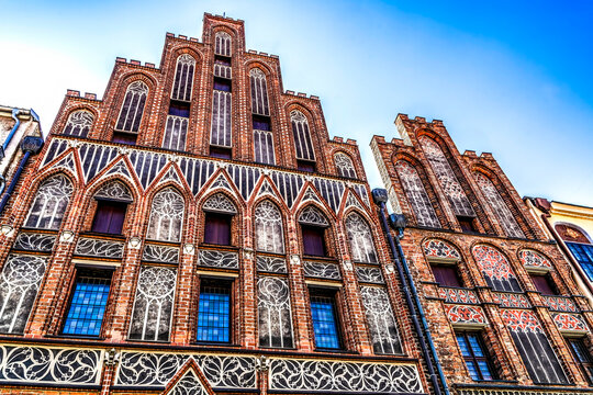 Copernicus House facade, Torun, Poland. Birthplace of Nicolaus Copernicus, discovered Solar System.