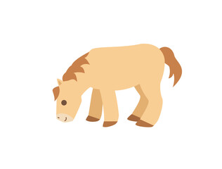 草を食べているような仕草の馬のイラスト