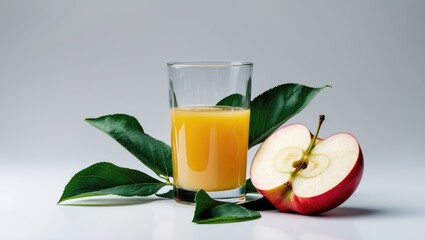 Fototapeta premium Fresh apple juice in a glass with background