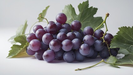 Fresh grapes served with green leaves at brunch