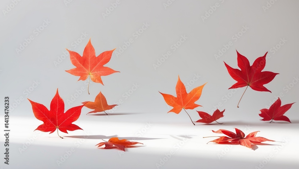 Aufkleber leaves of autumn against a white backdrop with shadows, isolated with clipping path