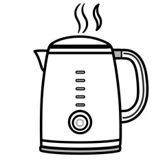 Obraz premium Electric kettle design featuring minimalist single line style with steam rising, suitable for modern kitchen aesthetics