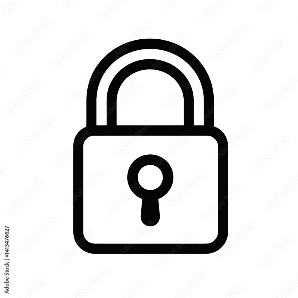 Poster minimalist lock icon suggesting security and privacy in a digital age with a focus on simplicity and