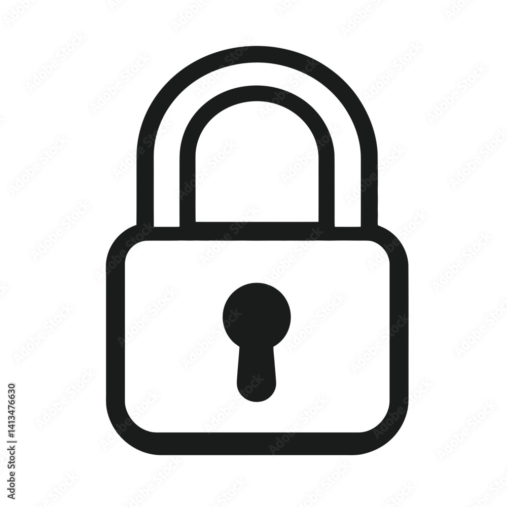 Poster open lock minimalist icon representing security and accessibility in modern design
