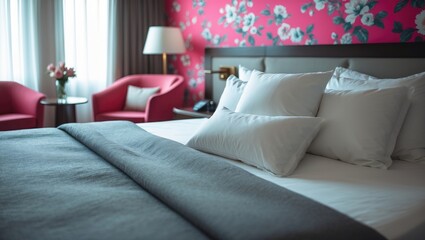 Hotel room interior featuring contemporary modern furniture
