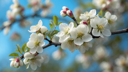 Macro of Apple Blossoms on Twig