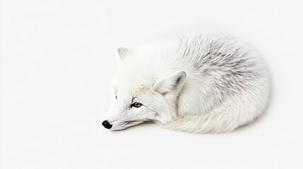 Serene Arctic Fox Resting on White Background