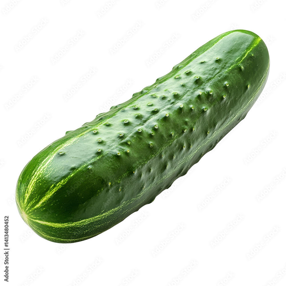 Poster fresh cucumber isolated on a clean transparent background, showcasing its vibrant green color and un