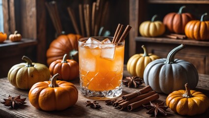 Chilled pumpkin spice cocktail