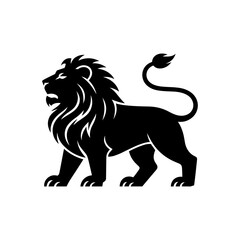 Lion head vector logo, Wild roaring lion king head tattoo set, Front and side view predator face, full lions heads icon black and white ink sketch silhouettes design, Eps, Ai, Svg format