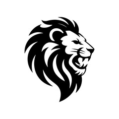 Lion head vector logo, Wild roaring lion king head tattoo set, Front and side view predator face, full lions heads icon black and white ink sketch silhouettes design, Eps, Ai, Svg format