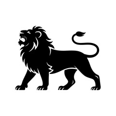 Lion head vector logo, Wild roaring lion king head tattoo set, Front and side view predator face, full lions heads icon black and white ink sketch silhouettes design, Eps, Ai, Svg format