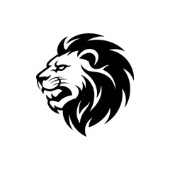 Lion head vector logo, Wild roaring lion king head tattoo set, Front and side view predator face, full lions heads icon black and white ink sketch silhouettes design, Eps, Ai, Svg format