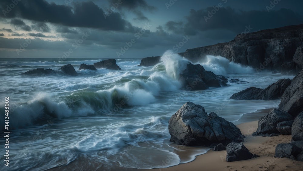 Poster beach setting with intense atmosphere