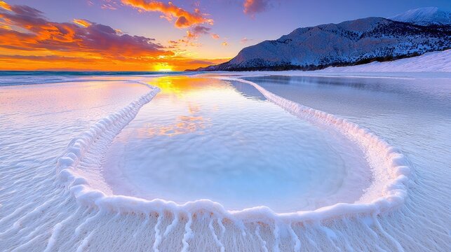 Sunrise heart reflection peaceful nature scene romantic colors