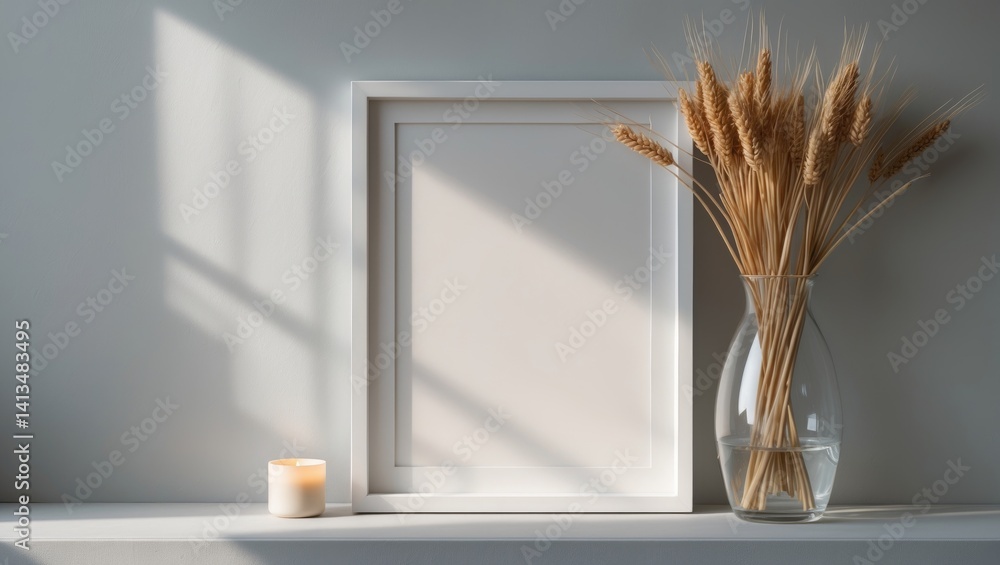 Poster empty frame mockup available for design presentation.