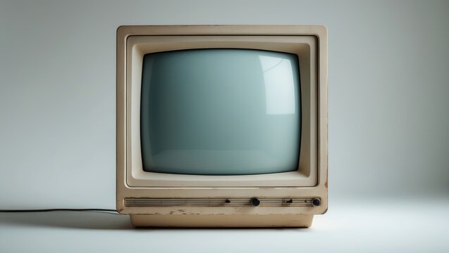 Close-up view of vintage computer monitor set against a background with screen clipping path