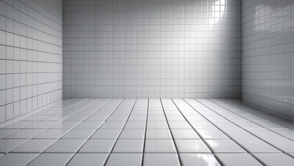 Fototapeta premium Geometric mosaic texture for decoration in an abstract background of white or gray ceramic wall and floor tiles. Simple seamless poly art or kaleidoscope effect.