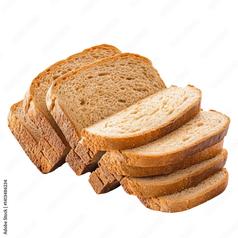 Aufkleber slices of bread arranged neatly on a transparent background, perfect for sandwiches or toast, sliced