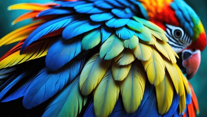 Obraz premium Detailed view of macaw bird feathers