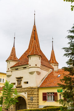 Romania, Brasov. Catherine's Gate, Poarta Ecaterinei, built by the Tailors' Guild, in 1559.