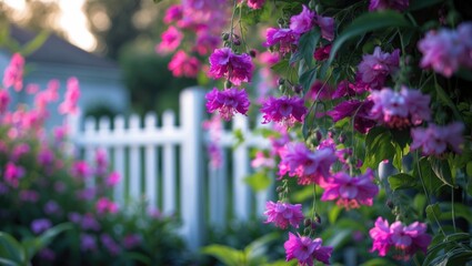 Obraz premium A detailed view of flowers flourishing exquisitely.