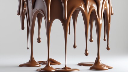 Savory melted milk chocolate flowing down on backdrop, banner design