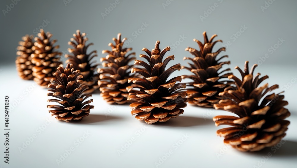 Poster isolated cedar pine cone on background with full depth of field