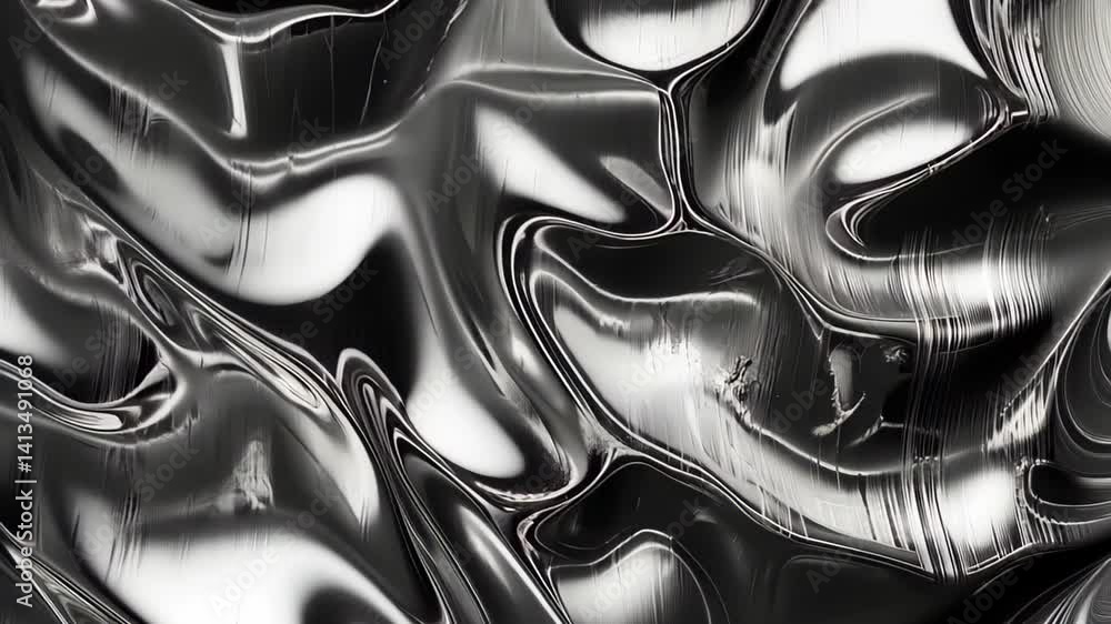 Poster explore the mesmerizing interplay of light and shadow in polished metallic textures that evoke a sen