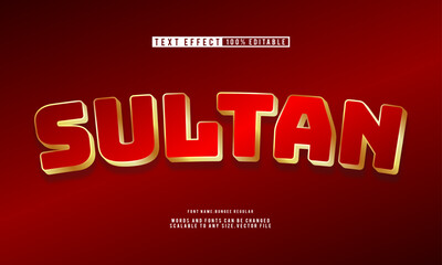 Sultan editable text effect with luxurious gold and red theme.