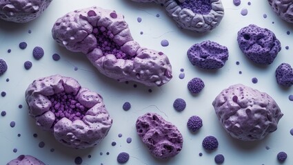 Severe intestinal bacterial infection causing enteritis with ulcers in the mucosal lining and bacterial colonies attached to necrotic tissue.