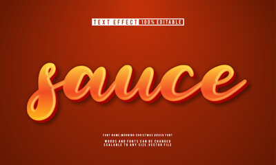 Editable text effect in a delicious food sauce, perfect for culinary designs.