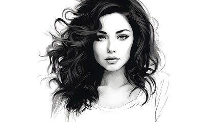 Fashionable Young Woman Portrait Vector Illustration for Commercial Use