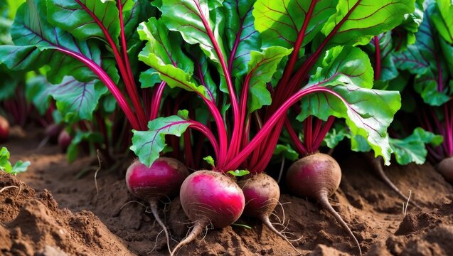 The beetroot plant is a leafy vegetable famous for its deep red, consumable root.