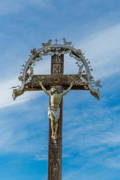 Romania, Maramures County, Surdesti. Eastern Orthodox, church of Lemn. Spire and steeple.
