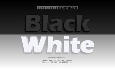 Realistic black and white 3D text effect, fully editable for your design.