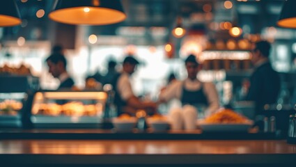 Abstract background of a blurred cafÃ© restaurant and coffee shop