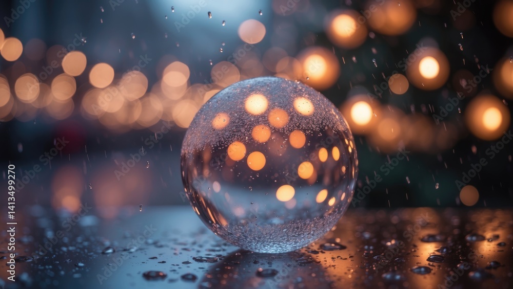 Poster holiday-themed abstract background showcasing lights and text area - magical bokeh sparkle with flic