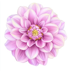 Fototapeta premium A stunning dahlia blooms bright against a clean white backdrop, showcasing its intricate petals and vivid colors.