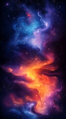 Vibrant Cosmic Phone Wallpaper – Swirling Blue, Purple & Orange Nebula | HD Vertical Deep Space Aesthetic Background

