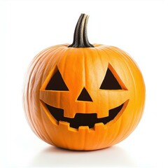 Celebrate Halloween with a vibrant pumpkin isolated on a crisp white background, perfect for festive decor.