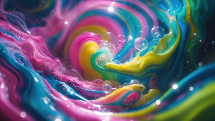 Psychedelic abstract featuring multicolored soap bubbles