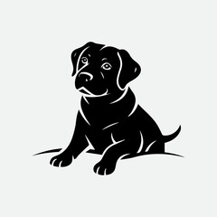 Stylized Labrador Dog Silhouette in Minimal Vector Art