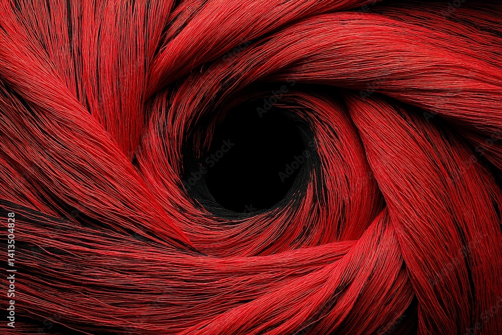 Aufkleber abstract vortex of red threads converging towards a dark center creating a swirling pattern