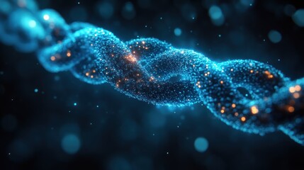 Glowing Blue Chain with Sparkling Particles Abstract Design for Technology and Innovation Conc