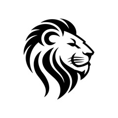 Lion head vector logo, Wild roaring lion king head tattoo set, Front and side view predator face, minimal lions heads icon black and white ink sketch silhouettes design, Eps, Ai, Svg format