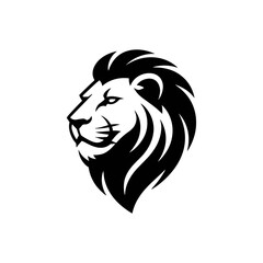 Lion head vector logo, Wild roaring lion king head tattoo set, Front and side view predator face, minimal lions heads icon black and white ink sketch silhouettes design, Eps, Ai, Svg format